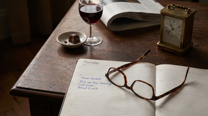 Forty minutes, and a meeting at eight.